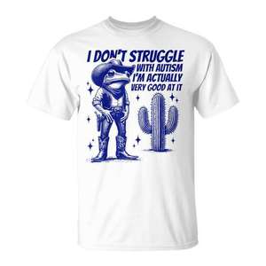 Camiseta con estampado de rana vaquera autista, no tengo problemas con el autismo, muy buena en eso - Product Image 1