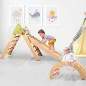 ट्रायंगल बेबी क्लाइंबिंग खिलौने, मोंटेसरी टॉडलर क्लाइंबिंग खिलौनों के अंदर बच्चों के लिए 3 पीस फोल्डेबल क्लाइंबिंग खिलौने - Product Image 5