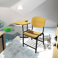 Muebles Escolares Tradicionales en Oferta, Conjunto de Mesa y Silla de Estudio de Madera para Aula o Sala de Capacitación, con Tableta de Escritura para Profesores