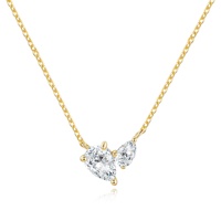 Collana da Donna con Certificato GRA, Moissanite Taglio a Pera VVS1 Colore D 1,5ct, Placcata in Oro 18K, Argento Sterling 925, Catena a Croce