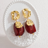 Anting Geometris Irregular Terlaris Emas 18k Gaya Retro Anting Gaya Rambut Lipit dengan Desain Minimalis