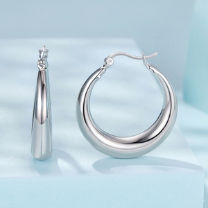 Pendientes de Aro Plateados en Plata, Clásicos con Forma de Gota de Agua para Mujer, Set de Joyería de Moda para Regalo - Product Image 2