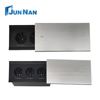 Prise de bureau encastrée avec couvercle coulissant en aluminium multifonctionnel dissimulé, 3 prises AC