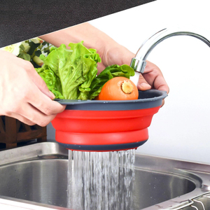 3PCS Food Grade Silicone Folding Drain Pan Portable Multifunctional Vegetable Washing and Filtering Basket - Product Image 2