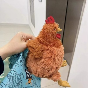 Peluche di gallina da fattoria carina e grassottella, 22 cm, morbida e testurizzata, bambola di pollo imbottita, divertente peluche di animale da fattoria, regalo per compleanno, decorazione per la casa - Product Image 2