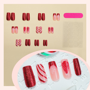 24 faux ongles de Noël à motifs flocons de neige blancs, à presser, <span class=keywords><strong>pour</strong></span> femmes et filles, <span class=keywords><strong>pour</strong></span> le <span class=keywords><strong>Nouvel</strong></span> <span class=keywords><strong>An</strong></span> - Product Image 3