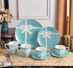 Scandinavian Modern <b>Egg</b> Shape Bone China Eco-Friendly Coffee Mug Set with Saucer and Snack Plate - Product Image 2