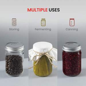 खाद्य भंडारण <span class=keywords><strong>16oz</strong></span> मेसन जार ग्लास नियमित मुंह चांदी धातु Lids के साथ कैनिंग जार - Product Image 4