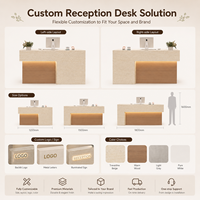 Comptoir de réception minimaliste moderne sur mesure pour bureau ou salon avec éclairage LED et armoire de rangement