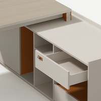 Table de bureau ergonomique en panneau composite, style moderne et minimaliste, avec armoire latérale, résistante à l'eau, facile à assembler – Vente en gros directe usine