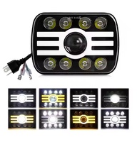 Phare de travail LED IOL 6x7 pouces, faisceau haut/bas, 6500K, yeux d'ange multicolores, étanche, 80V, 6500 lumens, pour voiture/camion