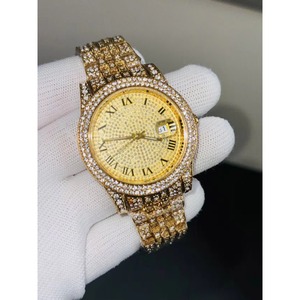 Reloj de Pulsera de Cuarzo de Lujo con Diamantes Completos, Esfera con Números Romanos, Estilo Hip Hop y de Negocios, Novedad 2026 - Product Image 2