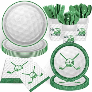 Ensemble <span class=keywords><strong>de</strong></span> fournitures <span class=keywords><strong>de</strong></span> fête jetables en papier pour la décoration des fêtes, avec des gobelets en papier, des assiettes en papier et des serviettes en papier, sur le thème <span class=keywords><strong>du</strong></span> parcours <span class=keywords><strong>de</strong></span> golf - Product Image 1