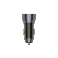 Charger Mobil USB C Dual Port 52.5W Transparan Aluminium, Adaptor Pengisian Cepat untuk Laptop 16 inci dan S24 Android