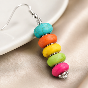 Pendientes Colgantes Hechos a Mano con Incrustaciones de Piedras Naturales, Aretes Decorados con Ágata Multicolor y Turquesa para Mujer, Suministro al por Mayor - Product Image 4