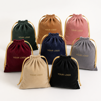 Pochette vintage en velours et flanelle avec cordon de serrage, logo personnalisé imprimé à chaud or, multicolore, vente en gros, pour bijoux, cadeaux et protection anti-poussière