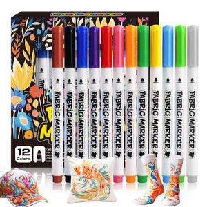 12 couleurs lavable dessin <span class=keywords><strong>Textile</strong></span> <span class=keywords><strong>marqueur</strong></span> stylo étanche Permanent Non toxique tissu Art <span class=keywords><strong>marqueur</strong></span> stylo ensemble pour les enfants - Product Image 6
