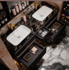 2026 New <b>Light</b> Luxury Hotel Wind Rock Board Ceramic Seamless Double Basin Intelligent Lighting <b>Mirror</b> Wall-Mounted Bathroom - Product Image 6