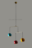 Lustre Sputnik contemporain en laiton italien de style mid-century, fait main, luminaire suspendu pour salon