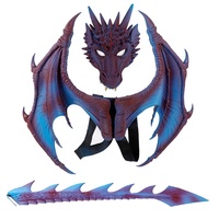 Vente en gros de costumes de déguisement pour fête d'Halloween, ensemble de décoration, masque de dragon, ailes, queue, mousse PU, masque intégral