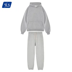 Yls OEM Tùy Chỉnh Hai Mảnh Trang Phục Đặt Bộ Đồ Thể Thao Bán Buôn Đồng Bằng Trống Sweatsuit Jogger Áo Lông Cừu Tracksuit Cho Người Đàn Ông