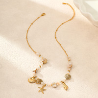Collier pendentif bohème européen et américain pour femme, en acier inoxydable, idéal pour les vacances à la plage, bijou de cou tendance pour l'été