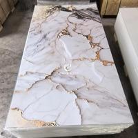 Panneaux muraux modernes en PVC imitation marbre, imperméables aux UV, de haute qualité, pour la décoration intérieure du salon