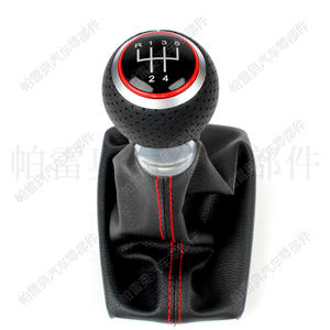 Pareo – pommeau de levier de vitesse en cuir, 5 vitesses, coutures rouges, ergonomique, pour Volkswagen Audi A4 B6 2002 2009 - Product Image 1