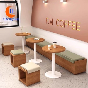 Combinazione Tavolo e Sedie per <span class=keywords><strong>Ristorante</strong></span>, Area Personalizzata a Muro per Pasticceria, Panca Lunga per Caffetteria - Product Image 1