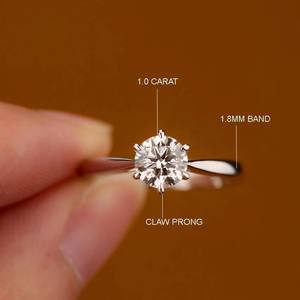 Anillo de Compromiso de Lujo para Mujer con Moissanita Brillante Creada en Laboratorio, Diseño Minimalista, Plata de Ley 925 Ética - Product Image 4