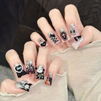 Faux ongles carrés en acrylique réutilisables, motif canard fait main, 10 pièces