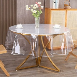 100% taplak meja plastik bening PVC tahan air & minyak 140*180CM penutup meja vinil persegi panjang bordir renda teknik rajutan - Product Image 5