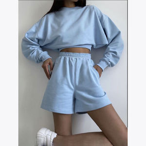 Costume 2 pièces personnalisé pour femmes, nouvelle tendance, uni, vêtements Arabie Saoudite Turquie, ensembles de <span class=keywords><strong>jogging</strong></span>/ - Product Image 2