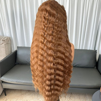 Perruques synthétiques Lace Front 13x4 de 30 pouces, couleur marron, ondulées profondes, avec ligne de cheveux pré-épilée, pour femmes noires, en fibre Futura