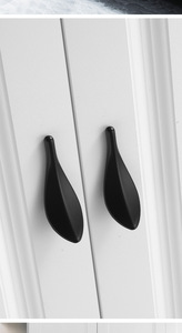 Creative Personality Zinc Alloy Loquat Leaf Wardrobe <strong>Door</strong> Handle Luxury Golden and Black Solid Drawer Cabinet Handle - Product Image 4
