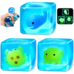 Jouets anti-stress en forme de cube, en TPR, unisexes, qui brillent dans le noir, jouets sensoriels pour adultes, soulagement de l'anxiété - Product Image 1