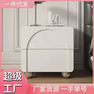 Modern Minimalist Bedside Table 48cm <b>White</b> <b>Storage</b> <b>Cabinet</b> With Drawers For Bedroom Home Use - Product Image 3