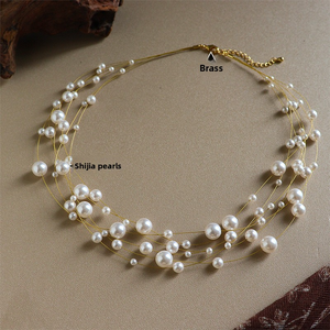 <span class=keywords><strong>Collier</strong></span> ras du cou vintage français polyvalent multicouche style Starlight en cristal et perles pour femme, luxe léger, niche haut de gamme - Product Image 3