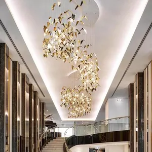 Illuminazione moderna della decorazione grande lampadario su ordinazione dell'acciaio inossidabile dell'ingresso dell'hotel di lusso