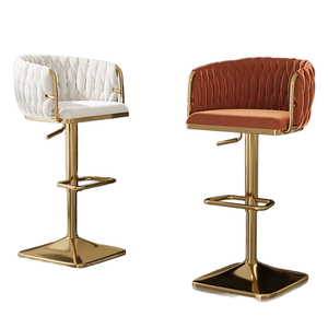 Taburete alto nórdico moderno de Color personalizado, silla de <span class=keywords><strong>Bar</strong></span> giratoria contemporánea, marco de madera/Metal, cuero PU para comedor, cocina al aire libre - Product Image 4