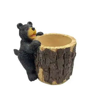 Customizable Resin Cute Black Bear Pen Holder Decoration Desktop Decoration