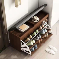Banc à chaussures en cuir avec rangement en bois, directement de l'usine