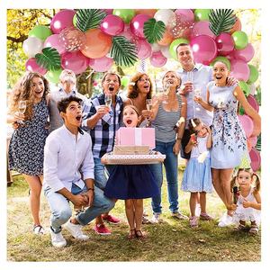 Verde fucsia rosa Champagne oro coriandoli palloncini in lattice e foglie di palma Groovy Aloha decorazioni per feste a tema Hawaii Set - Product Image 6