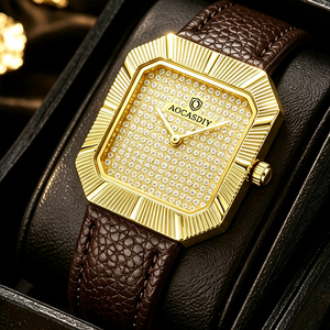 <span class=keywords><strong>Montre</strong></span> pour <span class=keywords><strong>homme</strong></span> tendance, classique, entièrement sertie de diamants, <span class=keywords><strong>montre</strong></span> à quartz carrée, étanche, en <span class=keywords><strong>cuir</strong></span> véritable, <span class=keywords><strong>montre</strong></span> de luxe dorée pour <span class=keywords><strong>homme</strong></span> d'affaires - Product Image 3