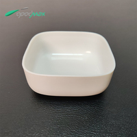 Bol en plastique d'injection CPET carré réutilisable de 4 pouces, facile à nettoyer et lavable au lave-vaisselle pour le service de soupe au restaurant