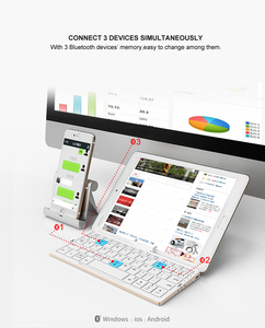 Bàn phím mini gấp gọn hỗ trợ tiếng Hàn, tiếng Nga, dùng được cho 3 thiết bị, có giá đỡ, có thể sạc lại, dùng cho điện thoại và máy tính bảng - Product Image 5