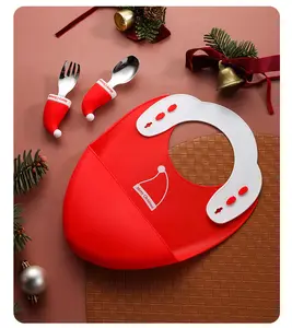 クリスマスシリコンBPAフリーベビー食器ボウルプレート吸引防水給餌ギフトジョガーディナーセット