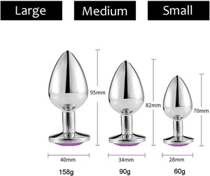 <span class=keywords><strong>Plug</strong></span> Anale Rotondo da 15 mm in Acciaio Inossidabile con Cristallo, Opzione a 3 Misure per Adulti Uomini e Donne, Sex Toy per Coppie - Product Image 3