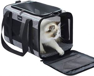 Transportadora de Mascotas Aprobada para Perros y Gatos Pequeños y Medianos |   Transportadora para Perros con Ventilación Adecuada |   4 ventanas de malla, 3 entradas - Product Image 1