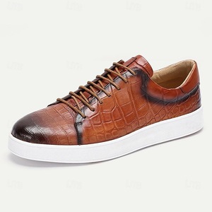 Zapatillas Deportivas de Piel con Cordones Transpirables para Hombre, Tacón Plano, Color Marrón Oscuro, Café, Azul, Verde, Borgoña, Negro, Casual, Tallas 38-47, Zapatos para Caminar - Product Image 1